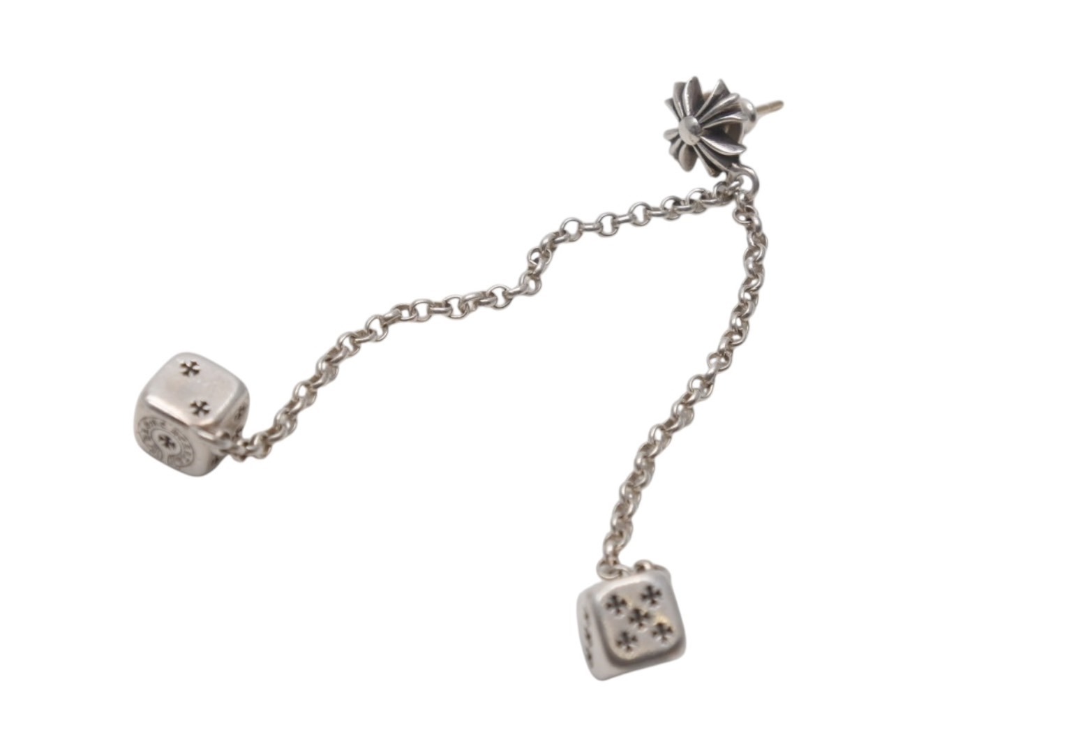 CHROME HEARTS クロムハーツ DICE DBL ダブルダイス ドロップピアス 片耳 シルバー925 重量約10.0g 美品 中古 4c076675