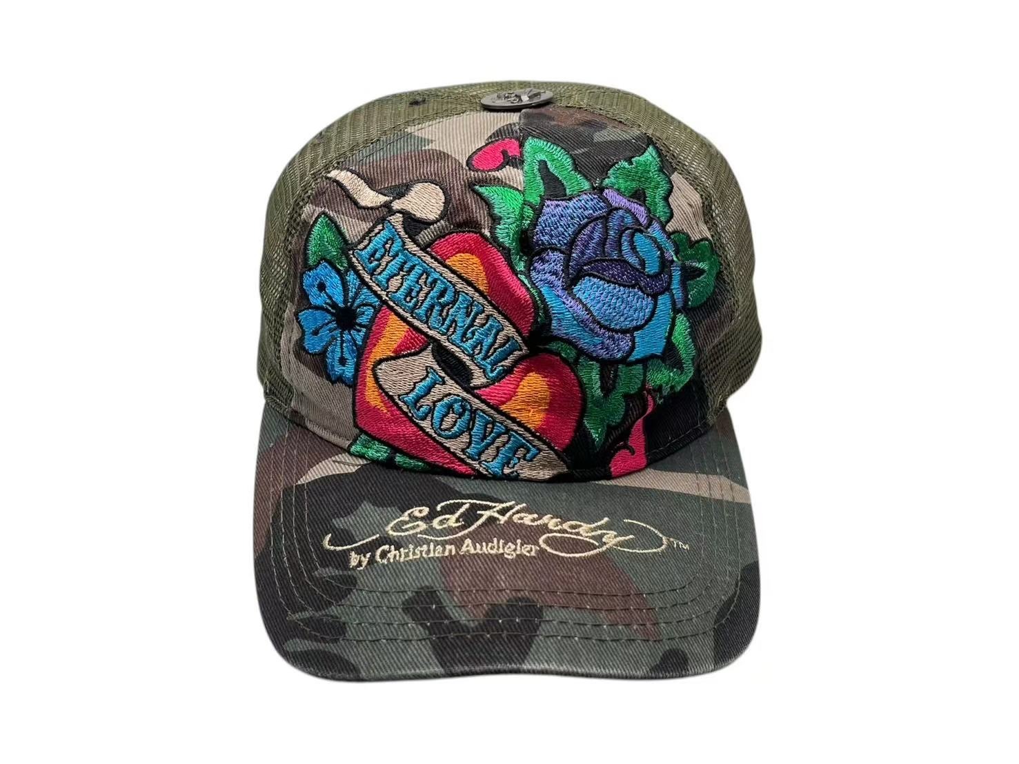 【中古品】エドハーディー　メッシュキャップ Ed Hardy - Ed Hardy エド ハーディー 刺繍メッシュキャップ