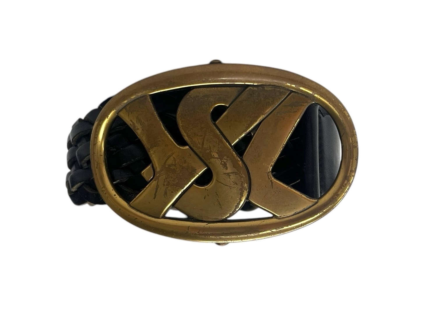 YSL ゴールドバックル ブラックレザーベルト YSL ベルト ゴールド ブラック