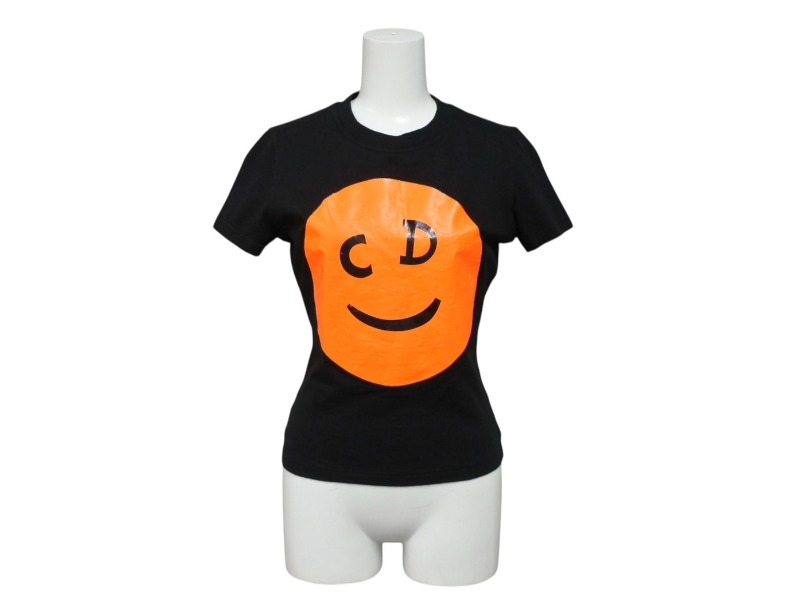Christian Dior クリスチャン ディオール CD Tシャツ smily スマイリー フェイスプリント サイズ 38 ブラック ガリアーノ期 1H12055022 中古 4b001813｜Warashibe_Casanova