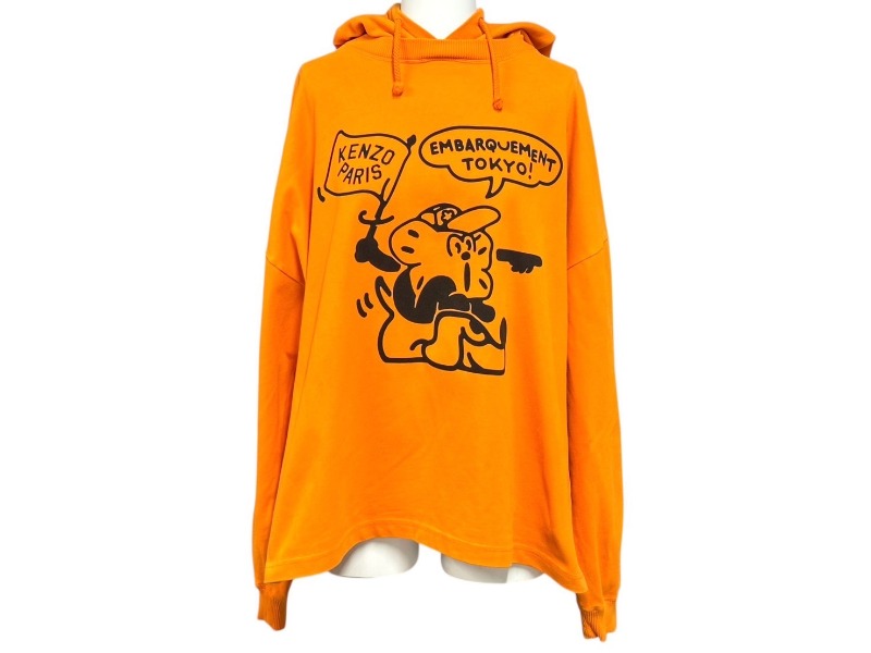 極美品 KENZO ケンゾー BOKE BOY TRAVELS プルオーバー フーディー パーカー 23SS FD52TS0324SE オレンジ サイズM 中古 4b001789|Warashibe_Casanova