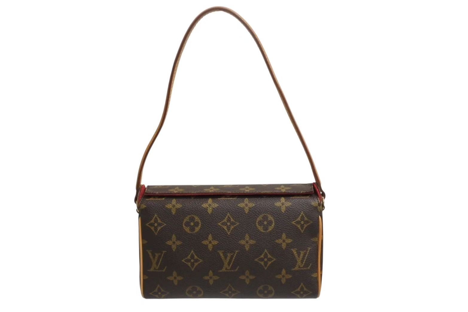 極美品 LOUIS VUITTON ルイヴィトン ハンドバッグ レシタル モノグラムキャンバス M51900 ゴールド金具 ブラウン 中古 4b002248