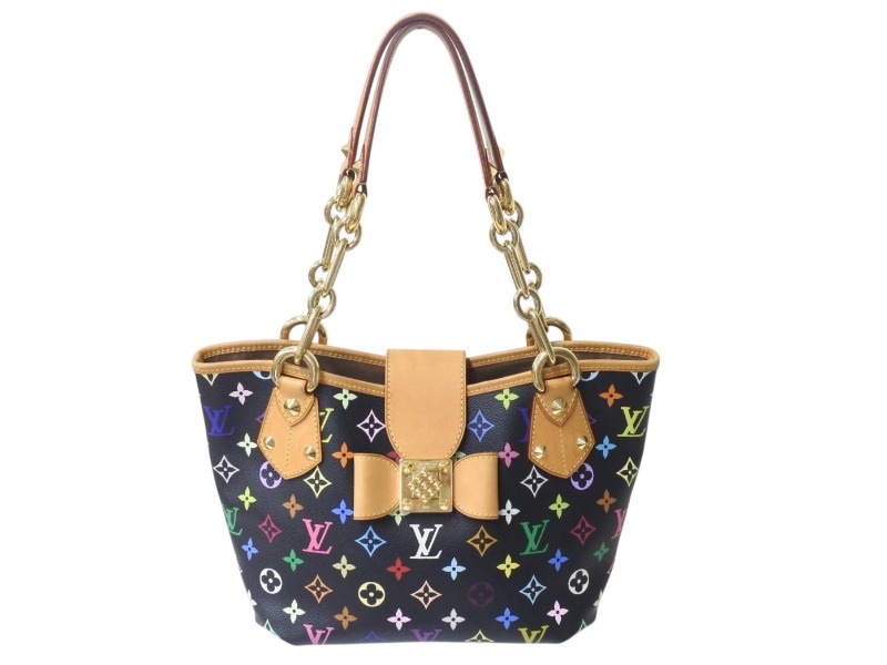 極美品 LOUIS VUITTON ルイヴィトン 村上隆 モノグラムマルチカラー アニーMM ショルダーバッグ M40308 ノワール ゴールド金具 中古 4c075623
