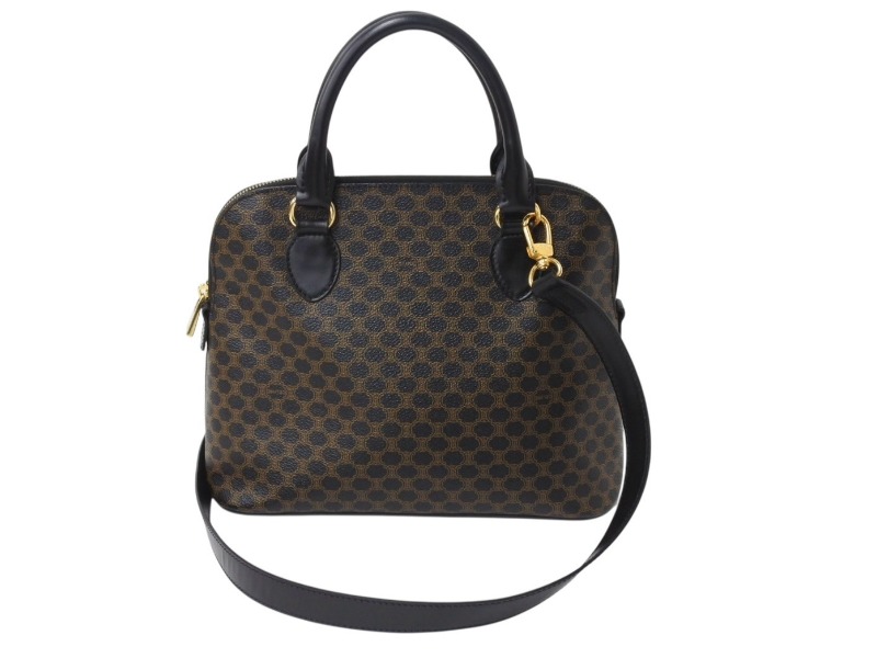 CELINE マカダム柄ハンドバッグ　ブラック セリーヌ ハンドバッグ 手提げブラック マカダム柄