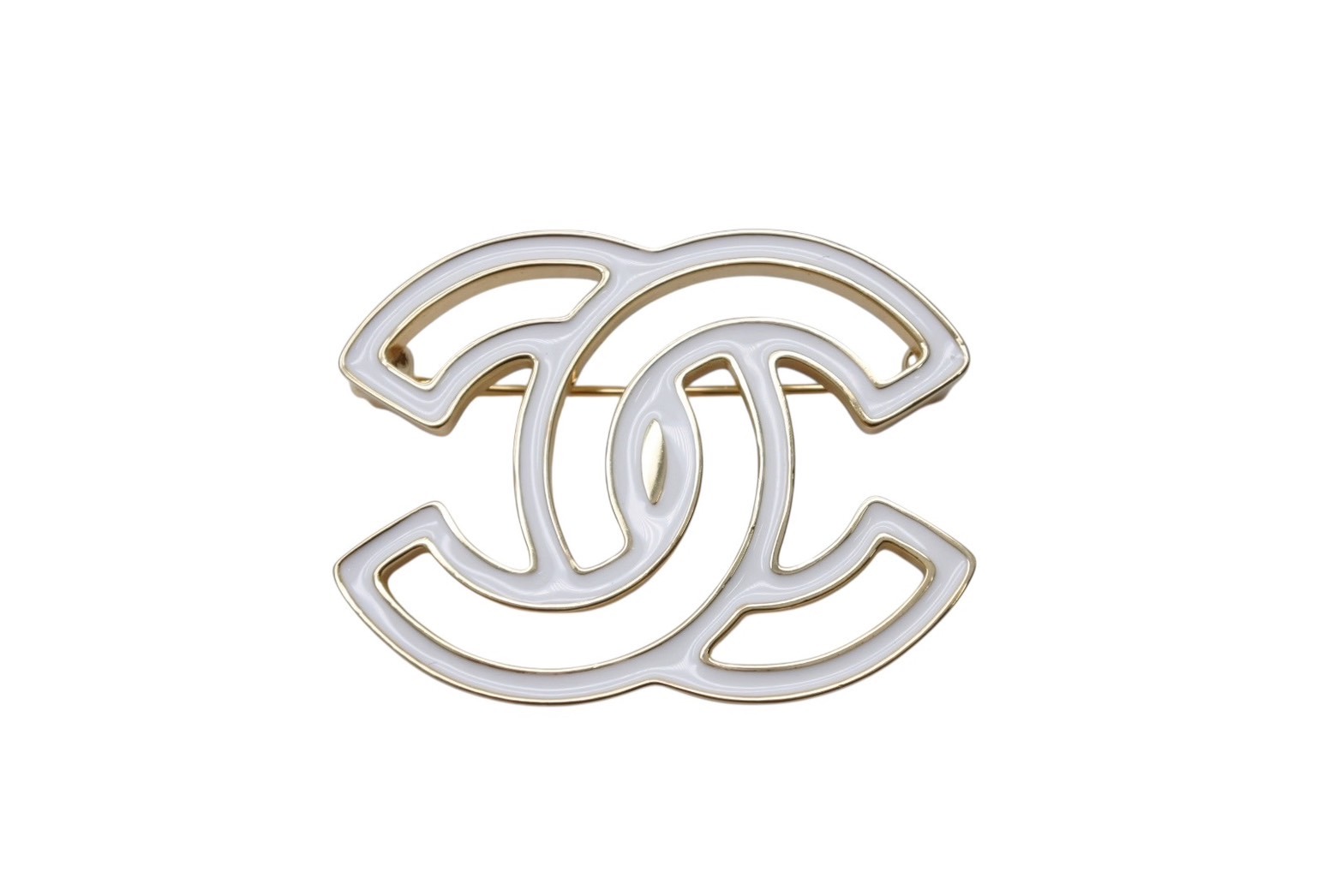 極美品 CHANEL シャネル ココマーク ブローチ 重量約31.3g B24A刻印 メタル ゴールド ホワイト バイカラー 中古 4b003932