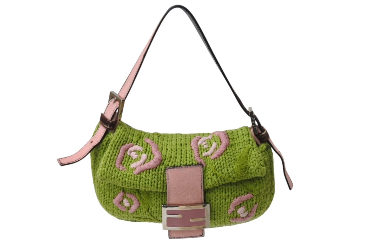 FENDI フェンディ ロゴ金具 ニット マンマバケット ショルダー バッグ FENDI フェンディ ショルダーバッグ マンマバケット ウール