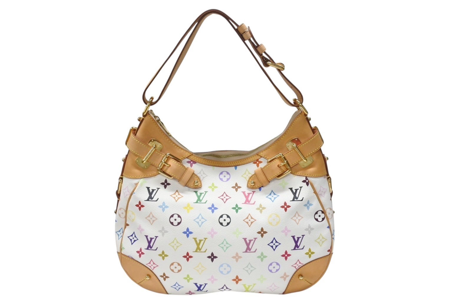 極美品 LOUIS VUITTON ルイヴィトン ショルダーバッグ グレタ M40195 モノグラム マルチカラー ホワイト 中古4b003525