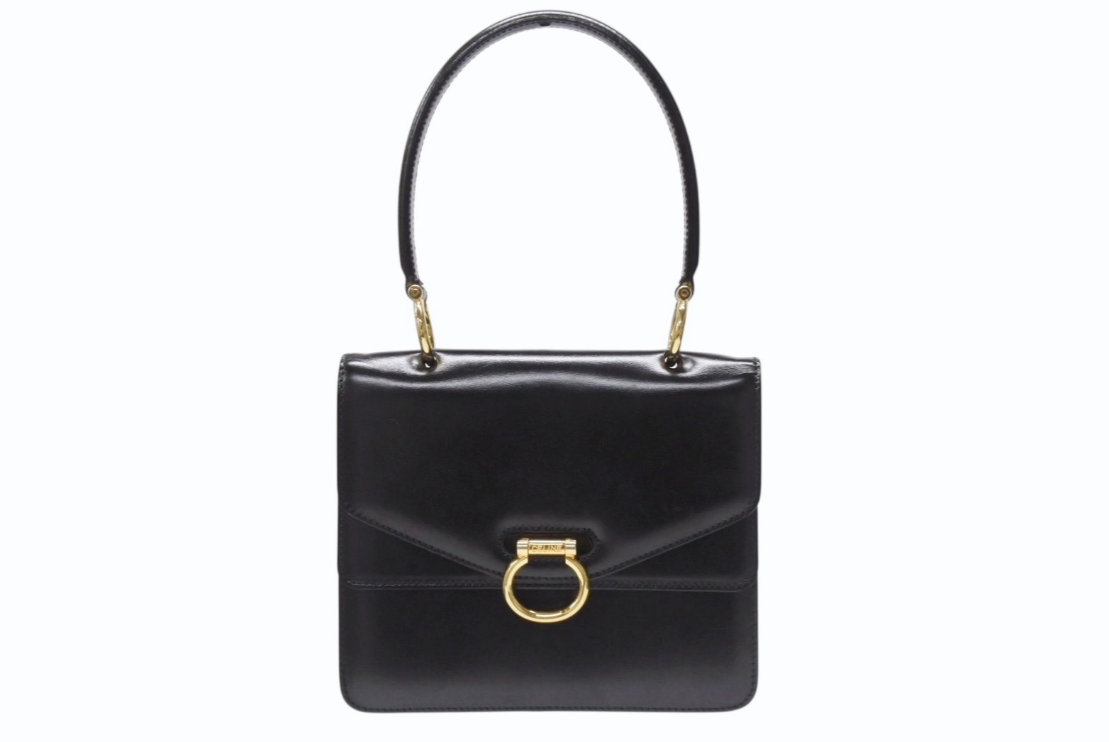 CELINE セリーヌ　レザー ガンチーニ 　ハンドバッグ　黒　レディース 楽天市場】【バッグ】CELINE セリーヌ ガンチーニ Wフラップ