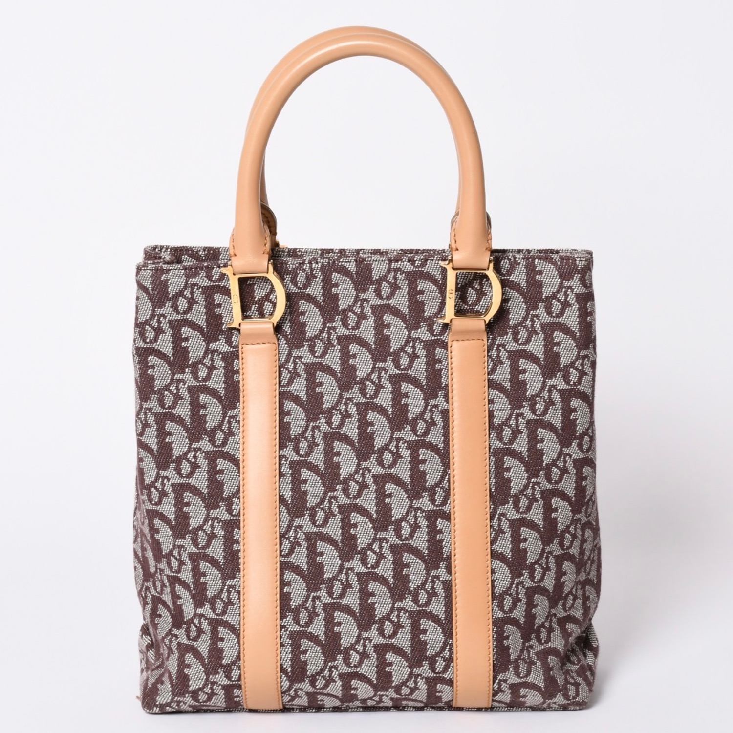 極美品 Christian Dior クリスチャンディオール トロッター トートバッグ キャンバス レザー ブラウン 中古 4a001667|Warashibe_Casanova
