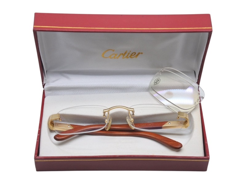 楽天市場】極美品 Cartier カルティエ レクタングル リムレス メガネ