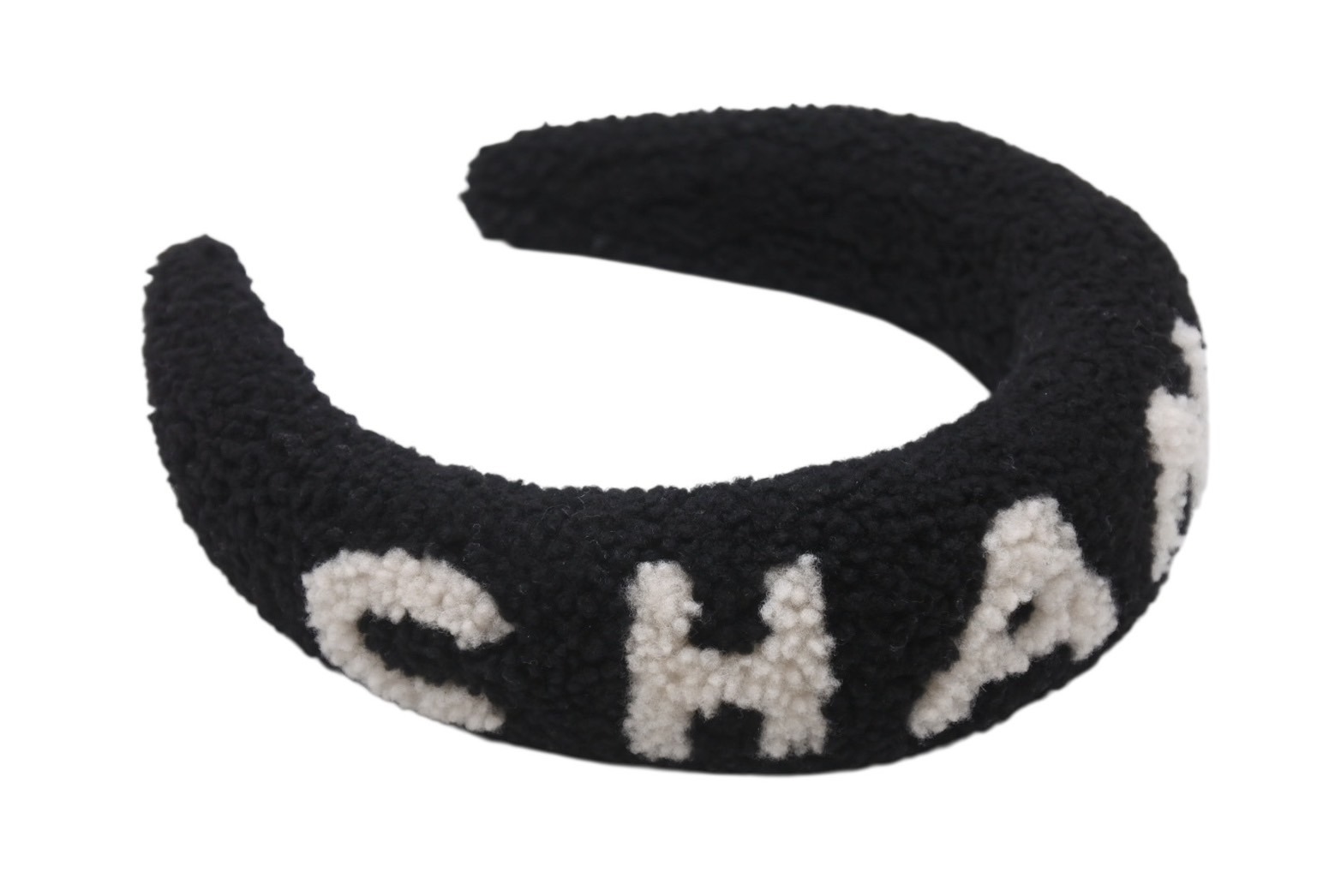 美品　シャネル　ツィード　カチューシャ　　ヘアバンド　ブラック 希少品 CHANEL カチューシャ ツイード ヘアバンド 正規