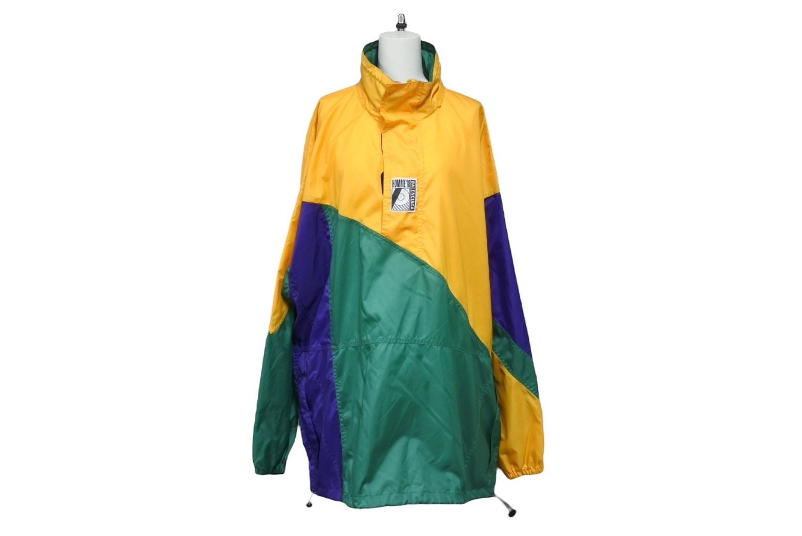 極美品 BALENCIAGA バレンシアガ カラーブロック ナイロンジャケット 18AW YZERR着用 イエロー グリーン パープル サイズ46 中古 4b005888