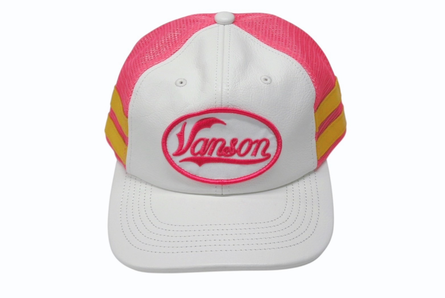 新品未使用 Supreme シュプリーム × Vanson ヴァンソン レザーキャップ ピンク ホワイト ONE SIZE 58cm H79FW25 中古 4b006375|Warashibe_Casanova