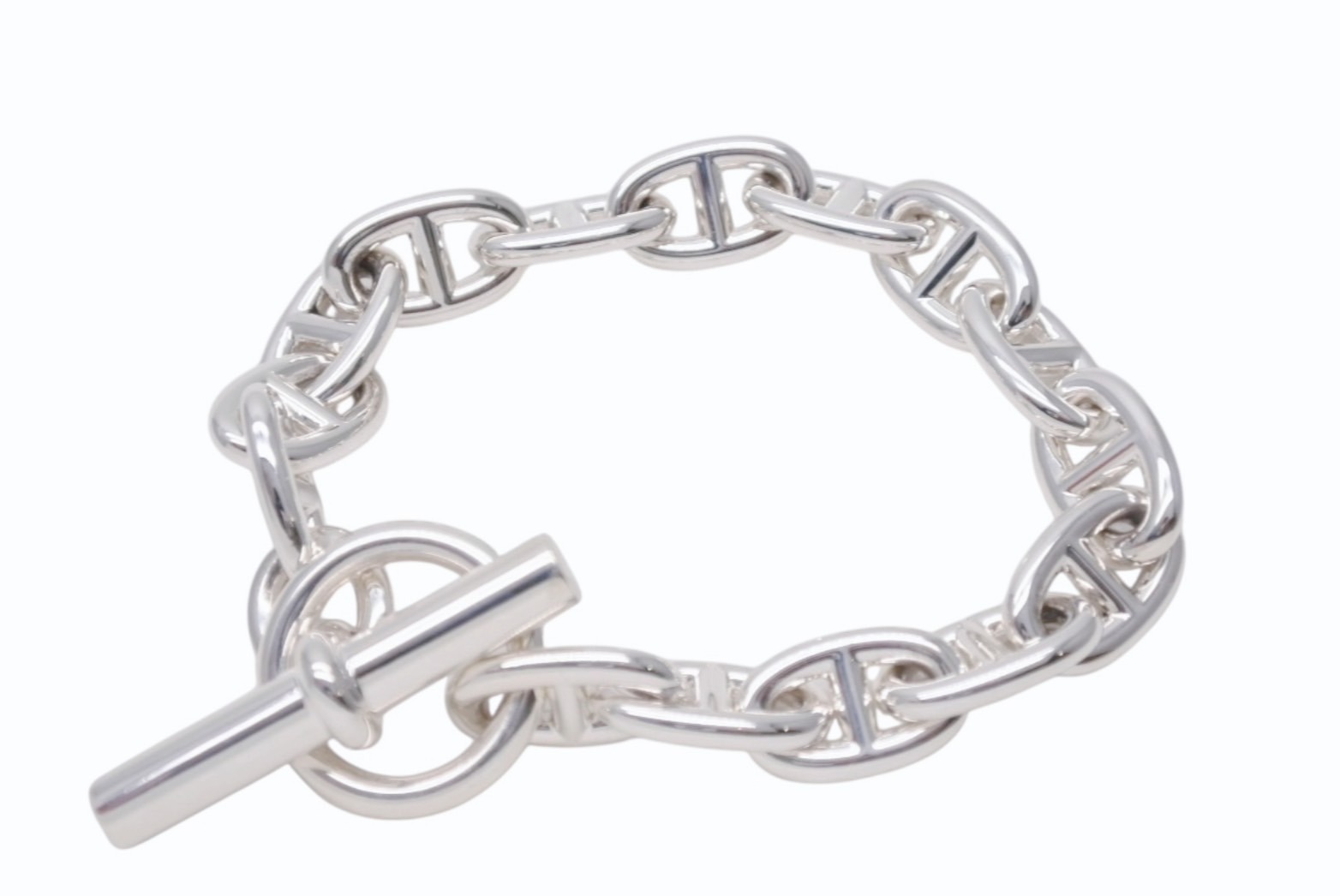 新品未使用 HERMES エルメス Chaine d'Ancre Bracelet MM シェーヌダンクル ブレスレットMM 15コマ H101994B 重量約52.7g 中古 4b006659