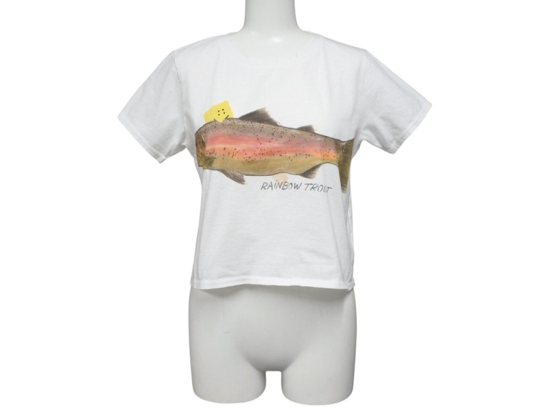 新品未使用 KAPITAL キャピタル 20/-天竺 クロップドT(トラウト1匹PECKISH RAINBOWYpt) Tシャツ K2508SC001 ホワイト サイズ1 中古 4b007548|Warashibe_Casanova