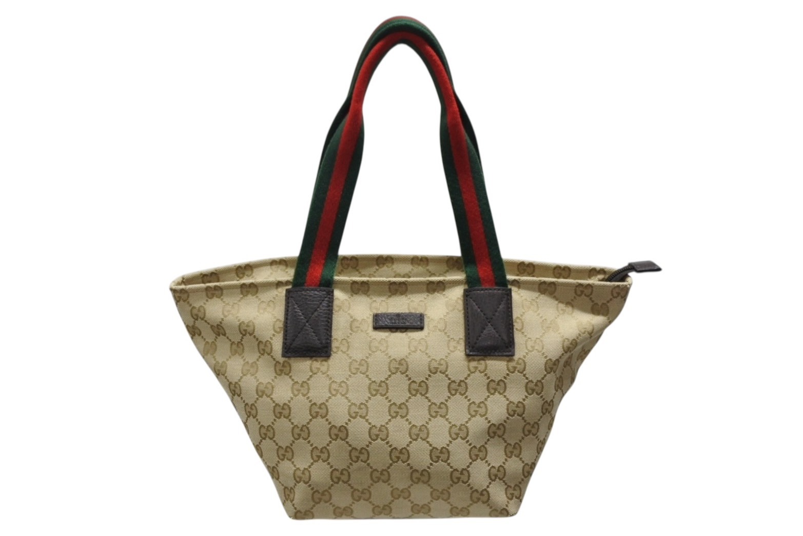 極美品 GUCCI グッチ ハンドバッグ シェリーライン 374433 イタリア製 ベージュ レッド グリーン GGキャンバス レザー 中古 4b007884｜Warashibe_Casanova