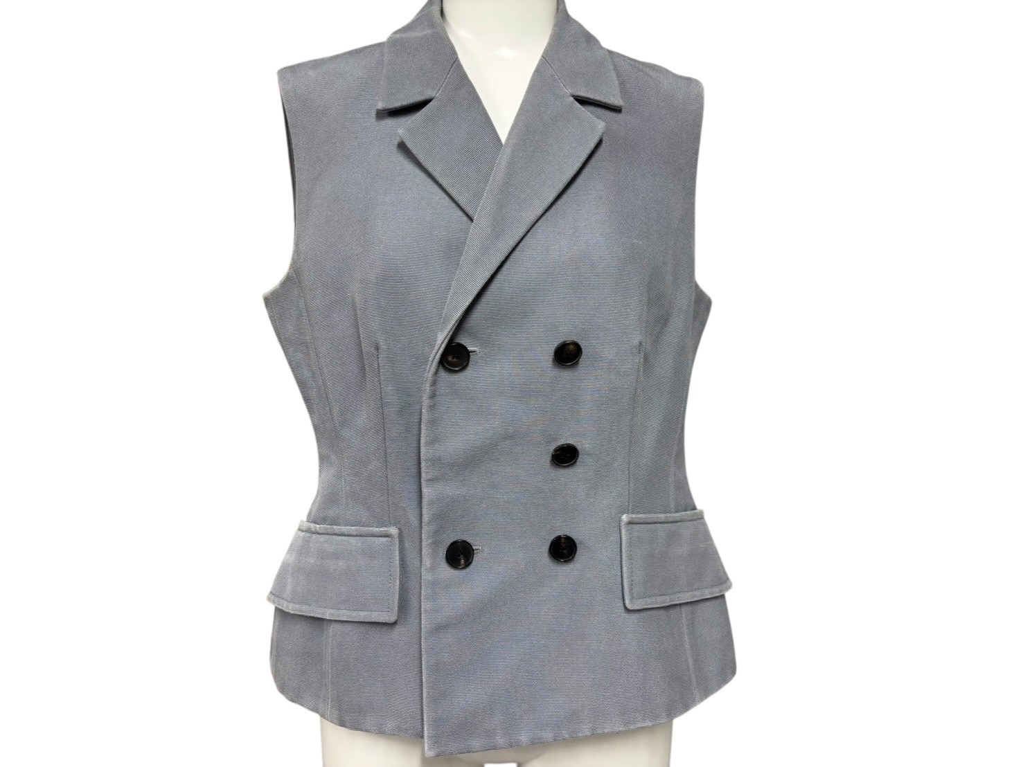 Christian Dior クリスチャンディオール ダブルブレスト ベスト ブルータザール 021G05A6005 グレー シルク サイズ 38 良品 中古 4b008196
