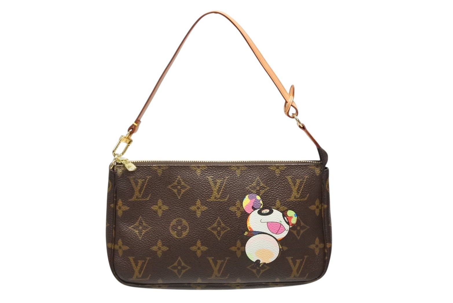極美品 LOUIS VUITTON ルイヴィトン ポシェット アクセソワール パンダ M51981 モノグラム アクセポ ハンドバッグ 村上隆 中古 4b008780