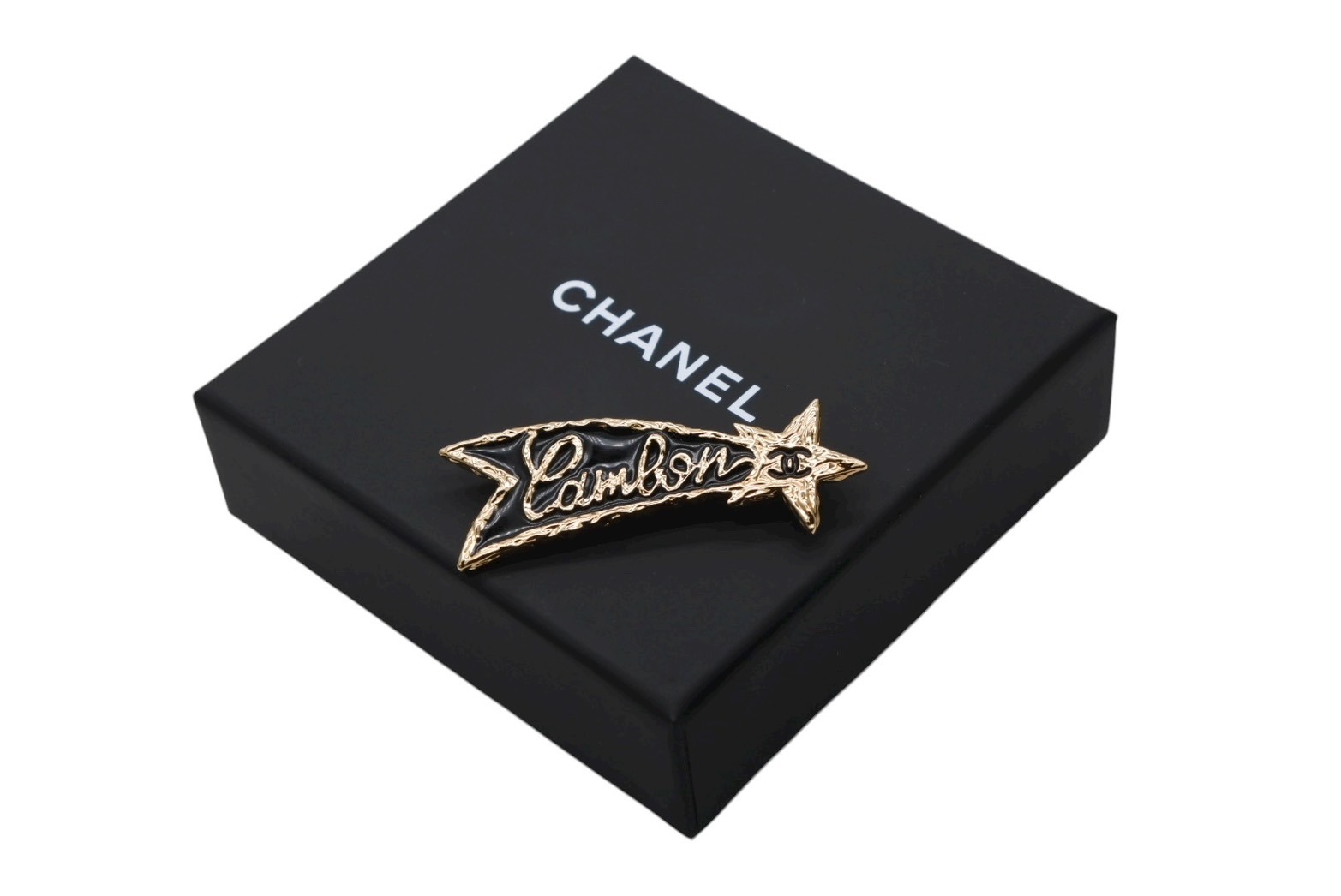 CHANEL シャネル ブローチ 流れ星 ココマーク カンボン B25V レジン メタル ゴールド ブラック 美品 中古 4b008850