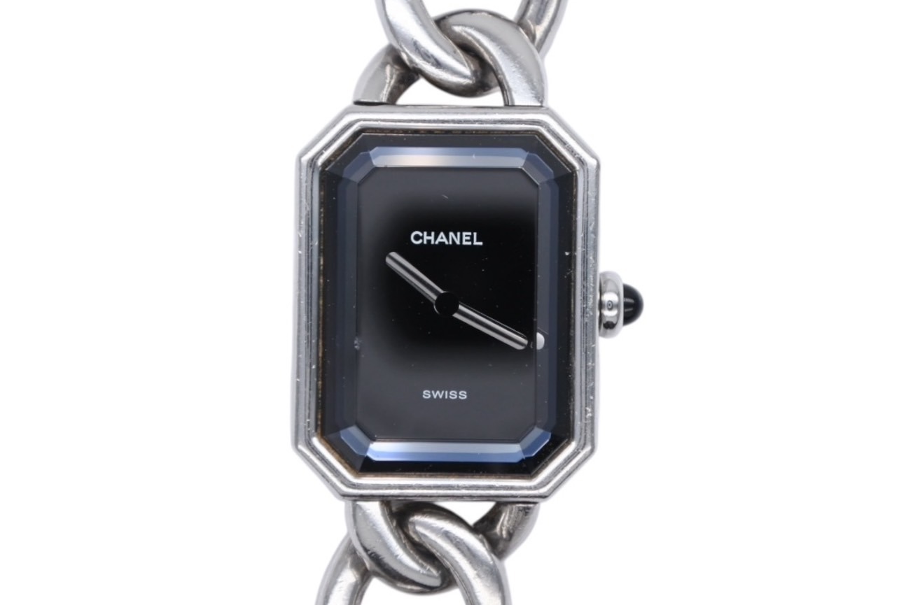 CHANEL シャネル PREMIERE M プルミエール M 腕時計 H0452 黒文字盤 クォーツ シルバー ステンレス 美品 中古 4b009490
