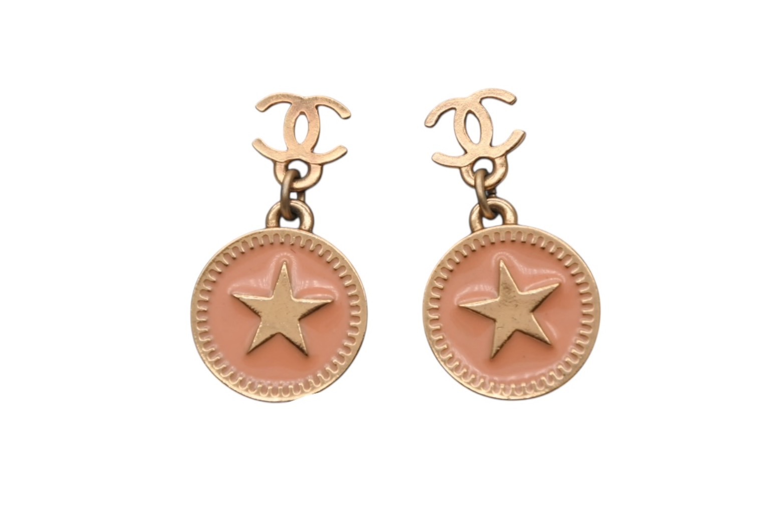 CHANEL シャネル ココマーク スター メダル ピアス 6g 01P GP ゴールド 両耳用 星 ロゴ アクセサリー 美品 中古 4c050163|Warashibe_Casanova