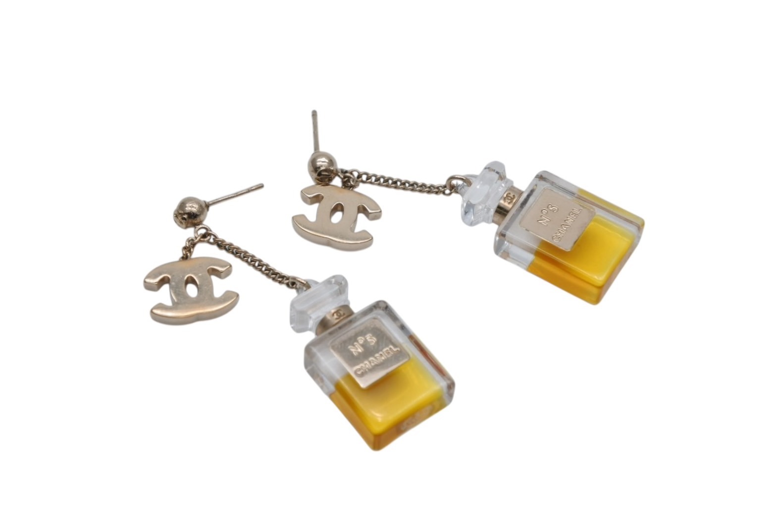 CHANEL シャネル ココマーク No.5 ボトル モチーフ ピアス 10g 94A GP ゴールド 両耳用 香水 ロゴ アクセサリー 美品 中古 4c065798