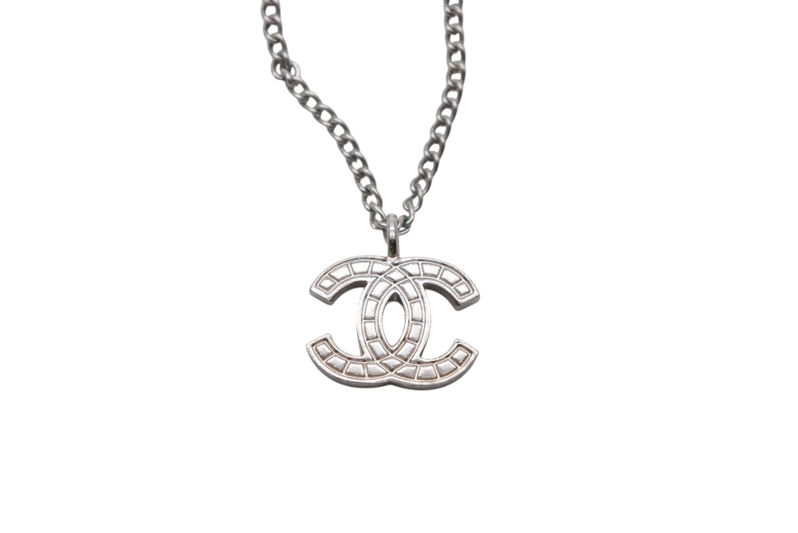CHANEL シャネル ココマーク ネックレス シルバー メタル シルバー金具 ロゴ アクセサリー ジュエリー 05V 6g 美品 中古 4c073165