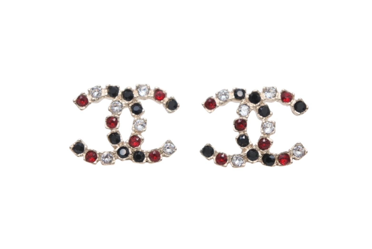 極美品 CHANEL シャネル ココマーク ピアス 重量約3.9g A19A刻印 ラインストーン メタル GP ゴールド マルチカラー 両耳用 中古 4b010284