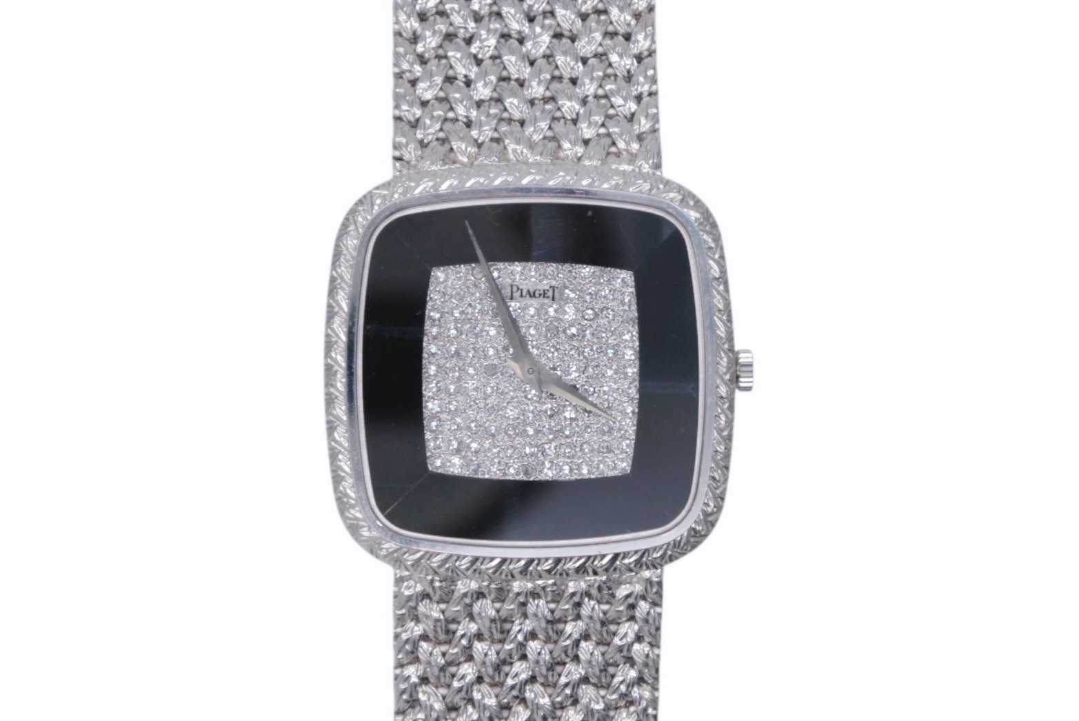 極美品 PIAGET ピアジェ 腕時計 スクエア トラディション オニキス文字盤 手巻き 重量約111.3 18K/750刻印 ブラック ホワイトゴールド 中古 4b010366 962,500円