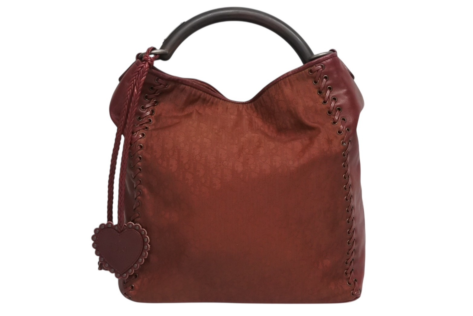 CHRISTIAN DIOR クリスチャンディオール エスニックライン ホーボー トロッターライン ハンドバッグ ボルドー 美品 中古 4b010440
