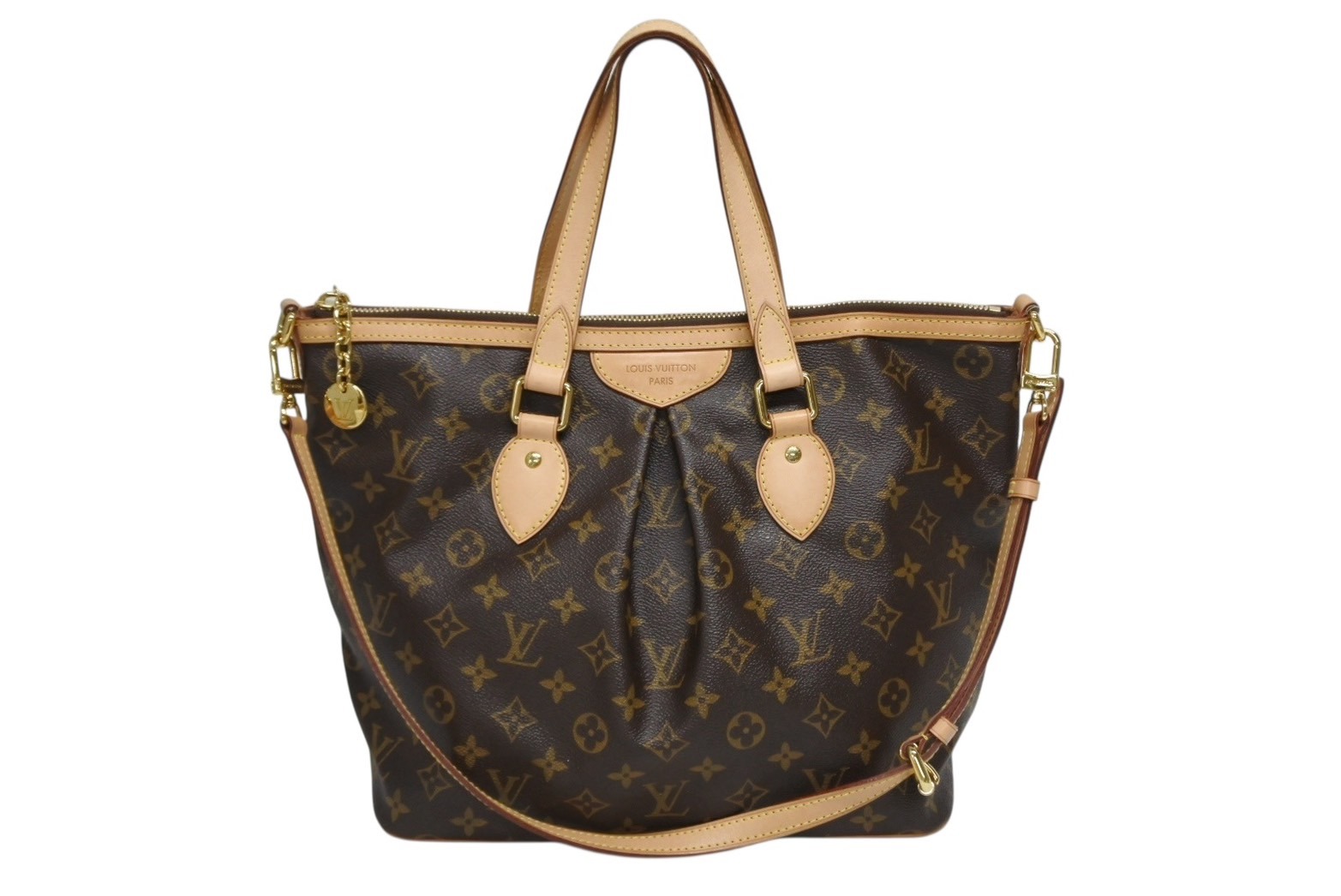 極美品 LOUIS VUITTON ルイヴィトン パレルモPM 2WAY ハンドバッグ M40145 モノグラム PVC ヌメ革 ゴールド金具 中古 4b010533