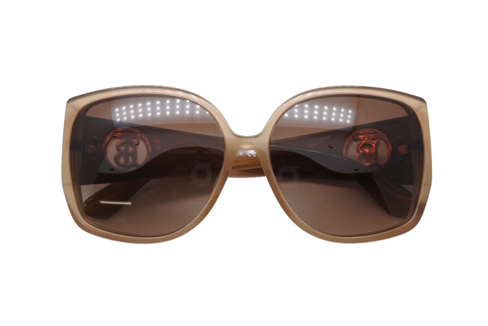 極美品 BURBERRY バーバリー サングラス アイウェア 4290-F 3015/13 サイズ61□16 140 ブラウン メタルロゴ 中古 4b010755
