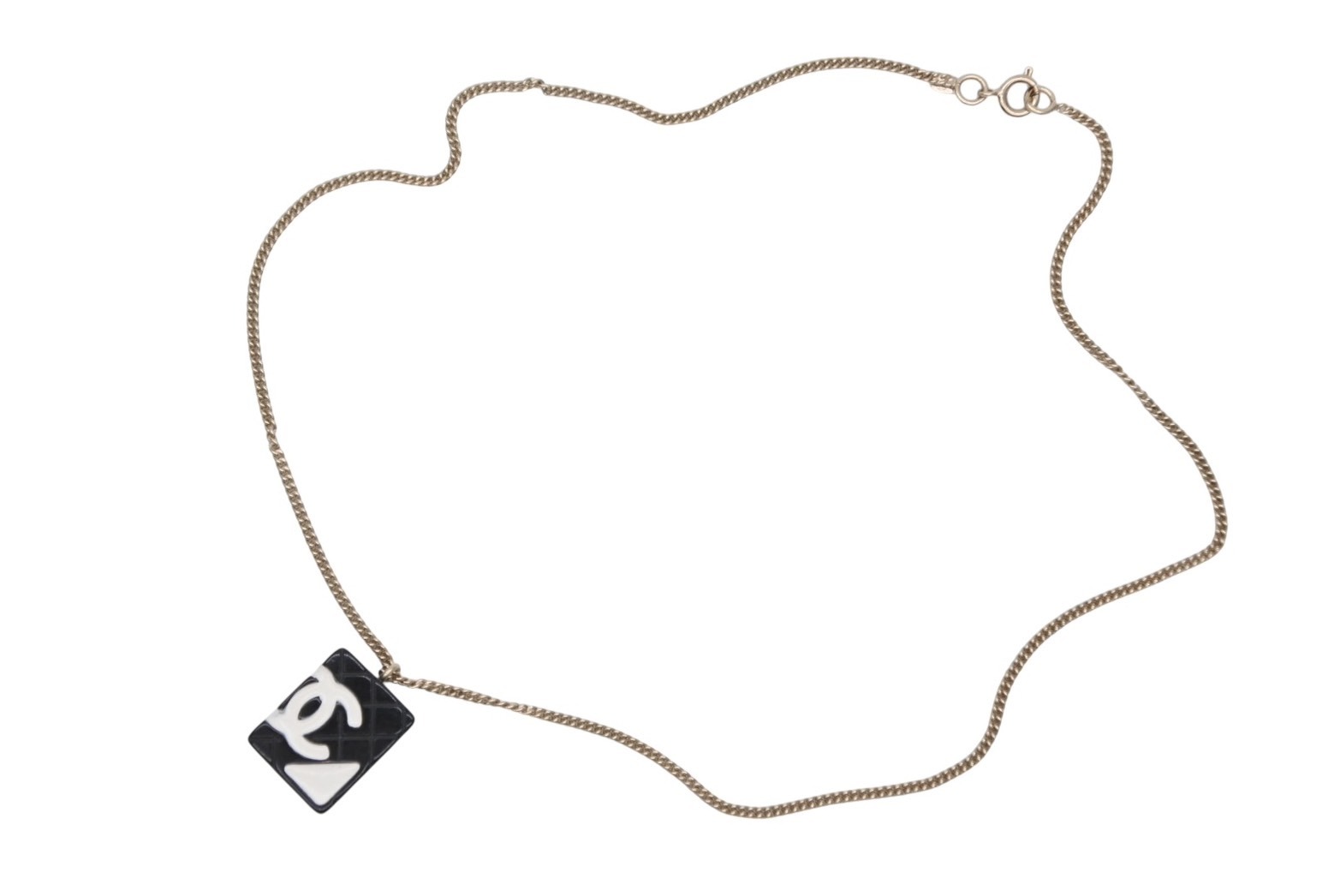 CHANEL シャネル ネックレス ココマーク カンボンライン 05C刻印 プラスチック メタル ブラック ホワイト ゴールド金具 美品 中古 4c073901 52,800円