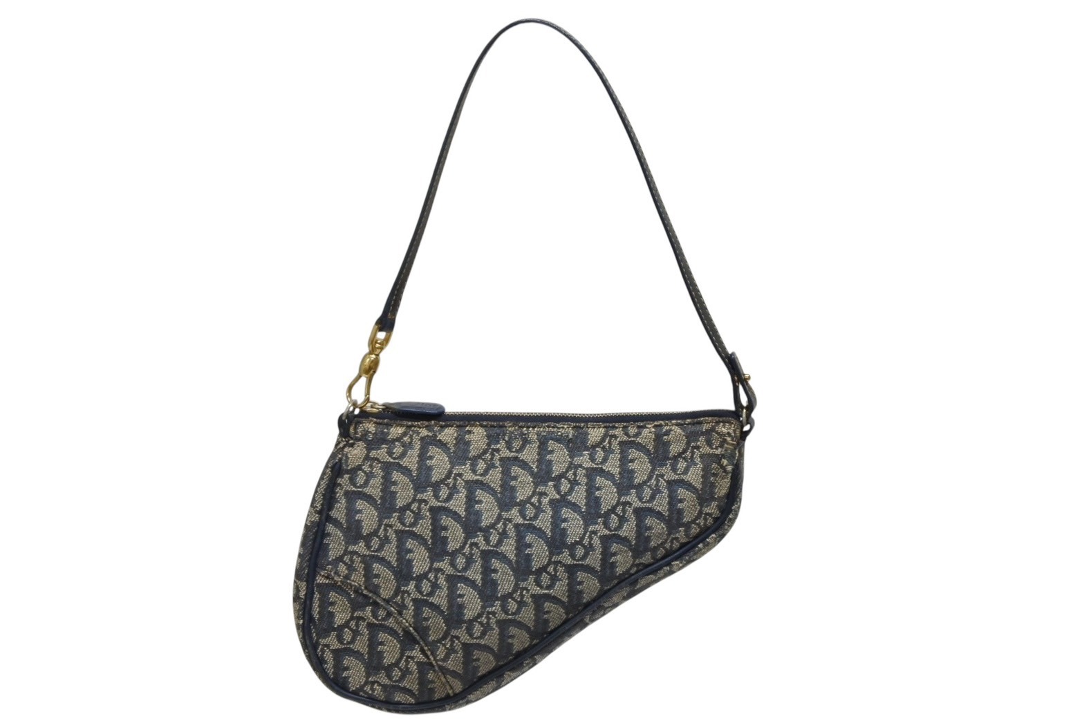 【極美品】クリスチャンディオール トロッター ポーチ サドル D金具 ネイビー 極美品】クリスチャンディオール トロッター ポーチ サドル D金具 ネイビー