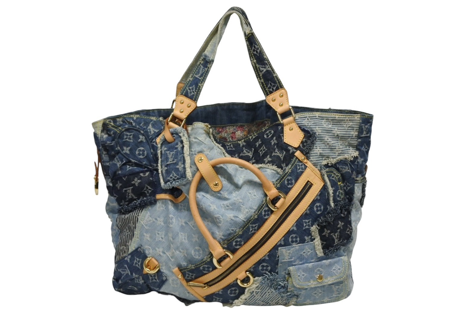 極美品 LOUIS VUITTON ルイヴィトン カヴィGM ワンショルダーバッグ モノグラム デニム パッチワーク スペシャルオーダー 中古 4b010987|Warashibe_Casanova