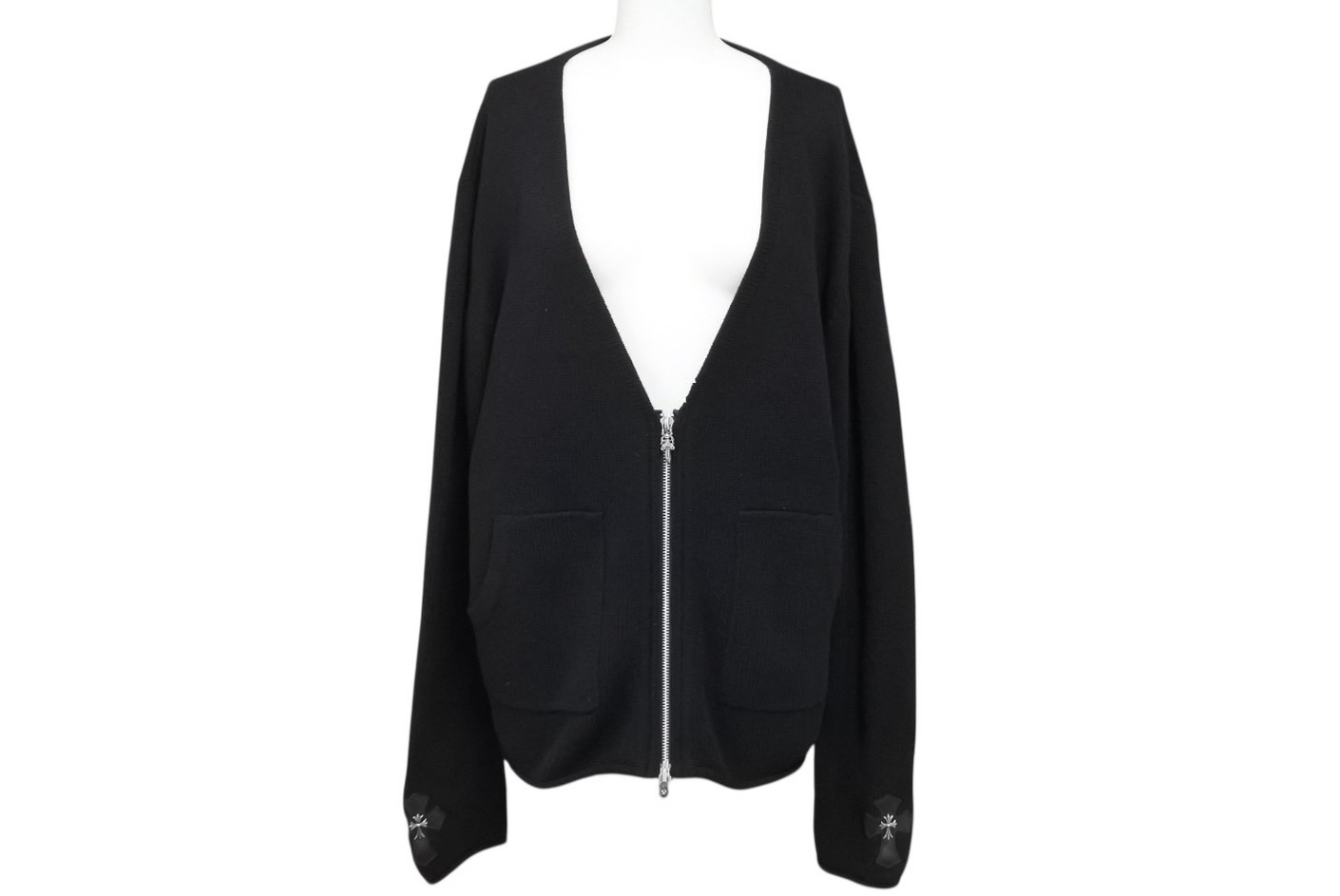 極美品 CHROME HEARTS クロムハーツ カシミヤ ダガージップ ニット クロスパッチ カシミヤ ブラック 中古 4b010876 346,500円