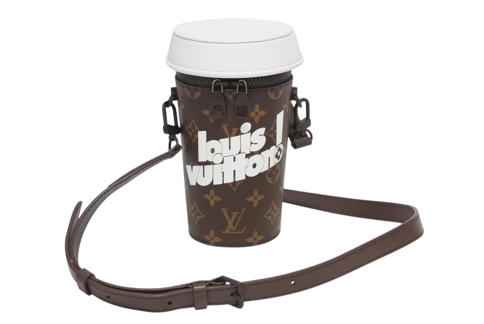 極美品 LOUIS VUITTON ルイヴィトン コーヒーカップ エブリデイLV ショルダーバッグ 2021秋冬 M80812 ブラウン ホワイト 中古 4b011154