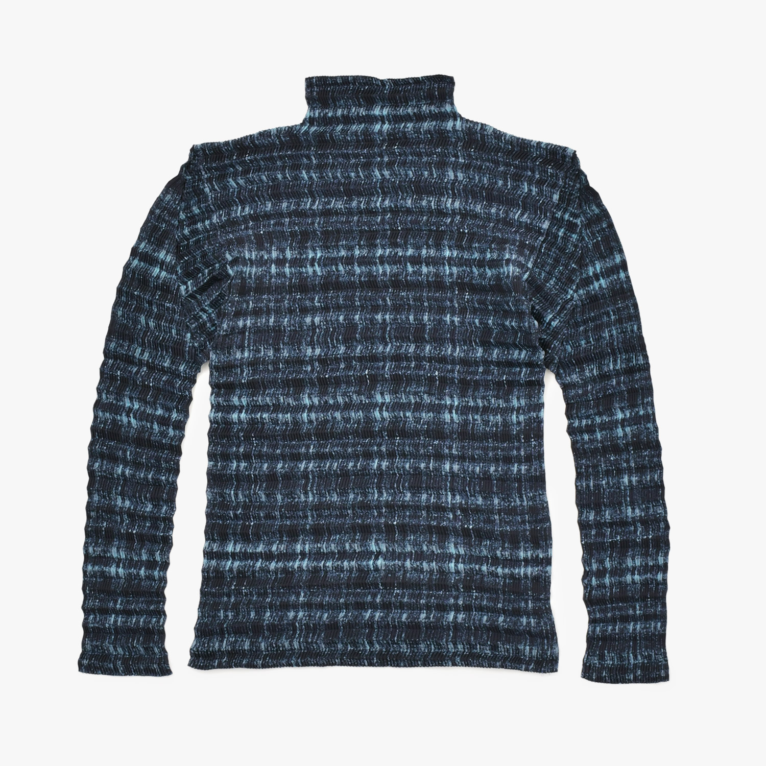極美品 ISSEY MIYAKE イッセイミヤケ プリーツプリーズ 長袖Tシャツ IM92-FJ606 ポリエステル ブルー ネイビー サイズL 中古 4b010940