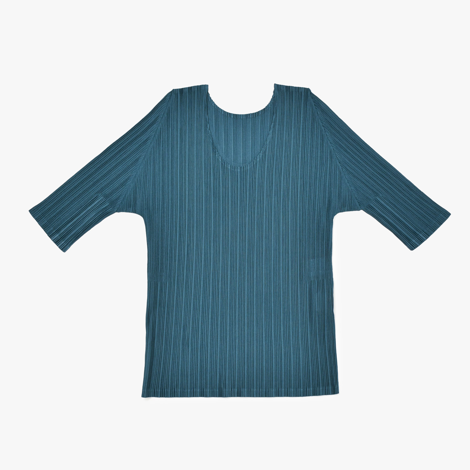 新品同様 PLEATS PLEASE ISSEY MIYAKE プリーツプリーズイッセイミヤケ プリーツ カットソー ブルー ポリエステル PP41-FK371 サイズ3 中古 4b010936