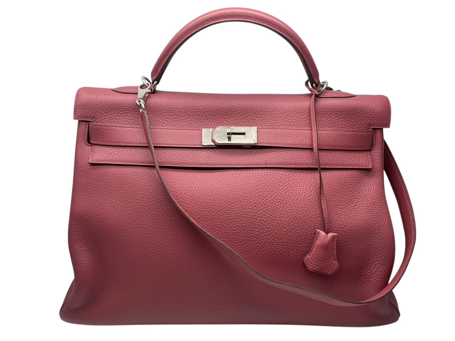 新品同様 HERMES エルメス ケリー 40 ハンドバッグ 2WAY パープル トリヨンクレマンス シルバー金具 ??N刻印 中古 4b011269