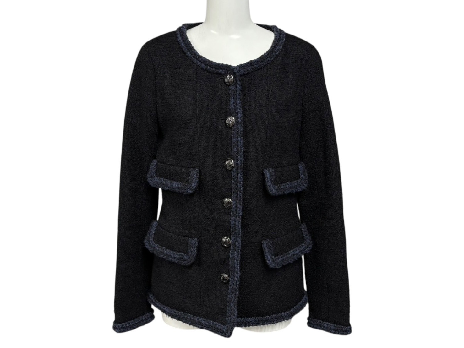 極美品 CHANEL シャネル ツイードジャケット P79356V71693 サイズ36 セーラーカラー ココマーク ブラック ホワイト 中古 4b011494|Warashibe_Casanova