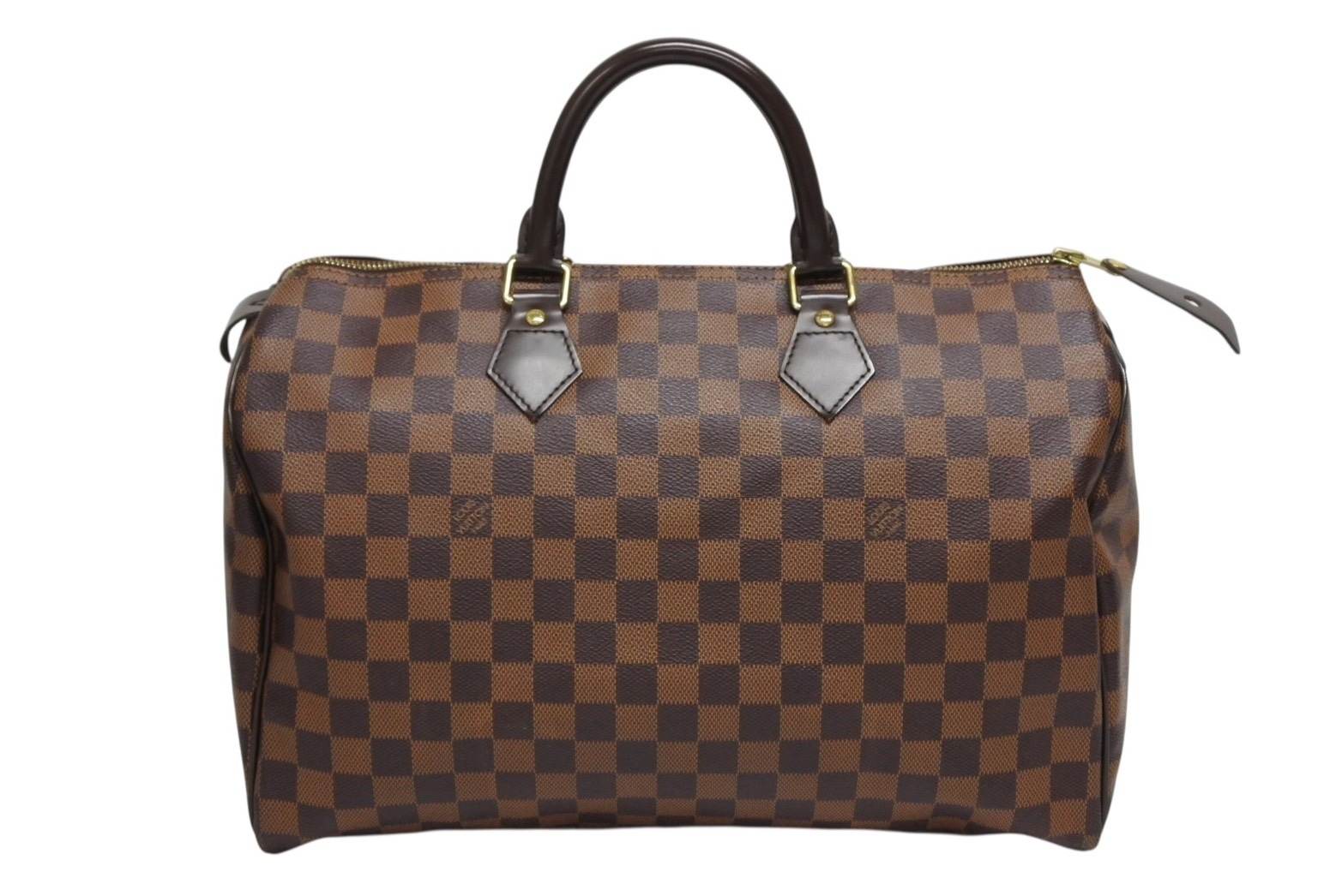 極美品 LOUIS VUITTON ルイヴィトン スピーディ35 ハンドバッグ N41363 ダミエキャンバス ブラウン ゴールド金具 中古 4b011629