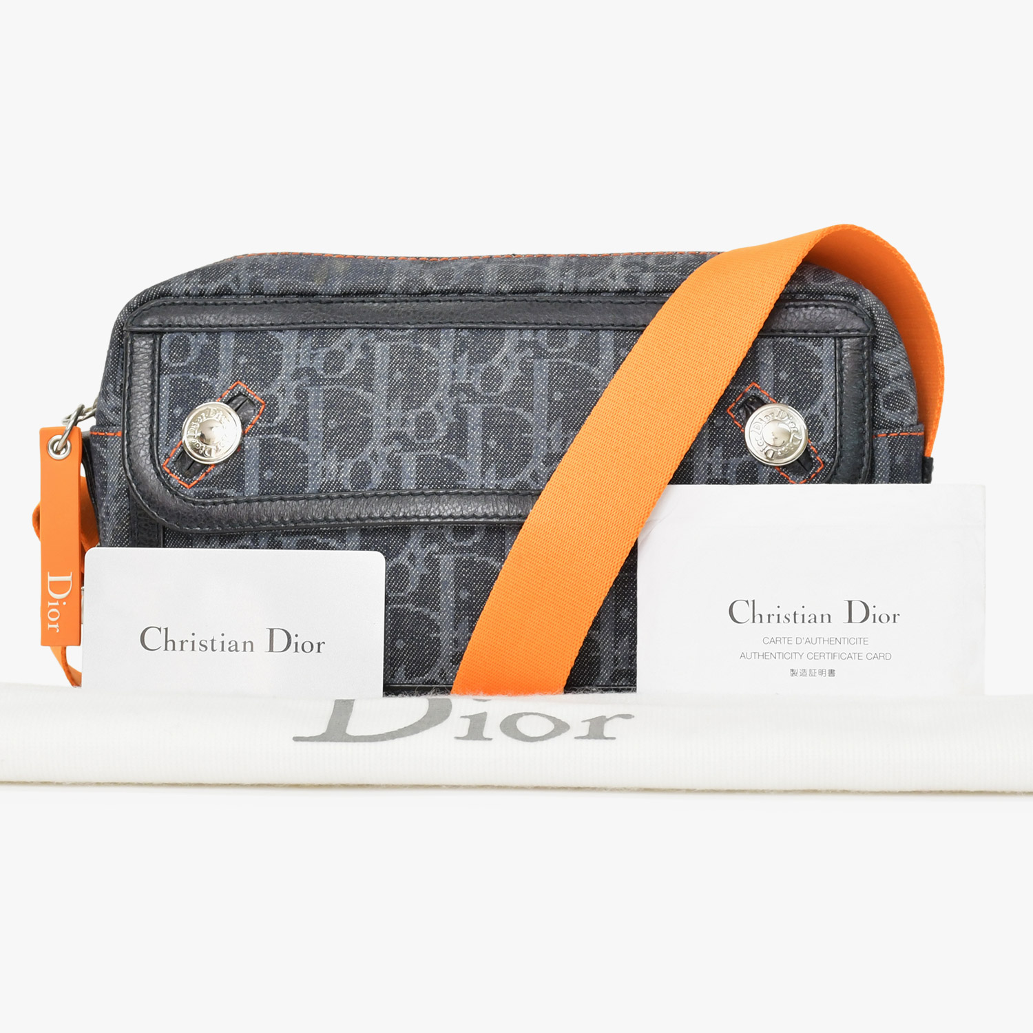 Christian Dior クリスチャンディオール フライトライン ワンショルダーバッグ 167-BM-1025 トロッター柄 シルバー金具 美品 中古 4b011635｜Warashibe_Casanova