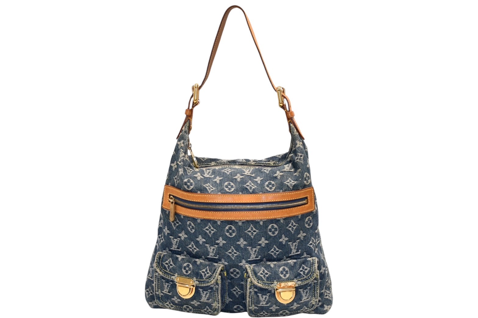 LOUIS VUITTON ルイヴィトン バギーGM ショルダーバッグ M95048 モノグラムデニム ブルー ゴールド金具 美品 中古 4b011918