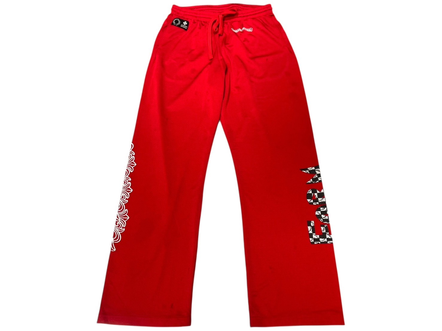CHROME HEARTS クロムハーツ × MATTY BOY マッティボーイ メッシュパンツ サイズL フローラルクロス レッド 美品 中古 4b012238