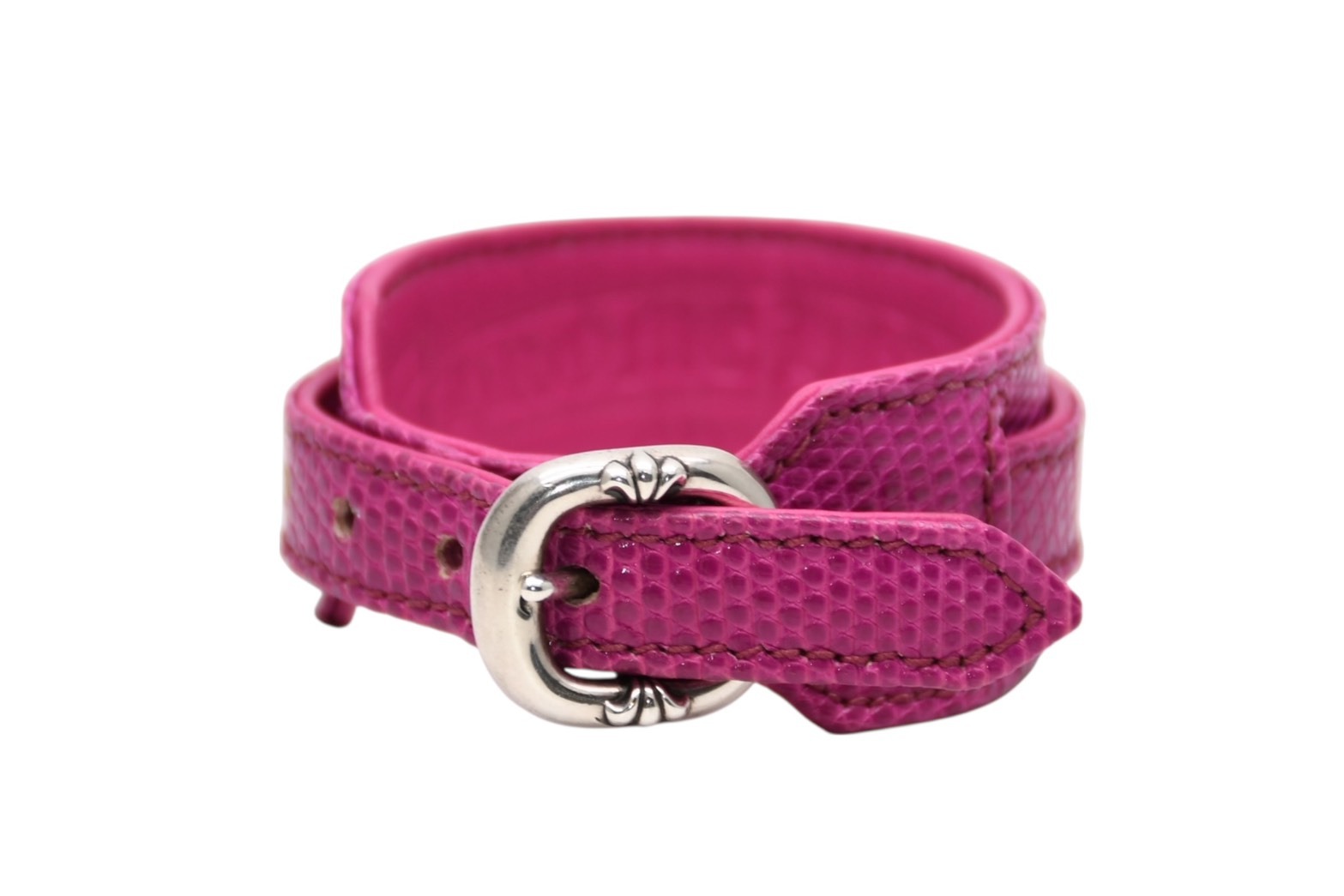 CHROME HEARTS クロムハーツ ガンスリンガー R&R SLIM リザードレザー チョーカー ブレスレット ピンク レザー 美品 中古 4b012197