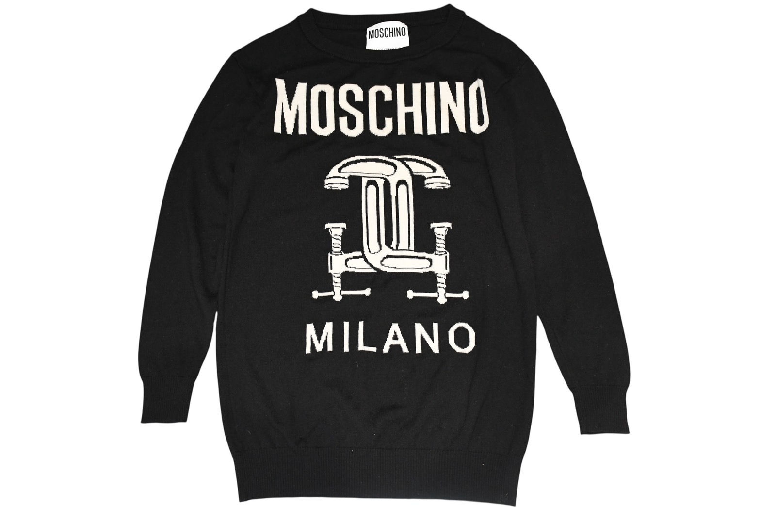 MOSCHINO モスキーノ Logo Wool knit ロゴ ウール ニット スウェット カラーブラック サイズXS 美品 中古 4b011735