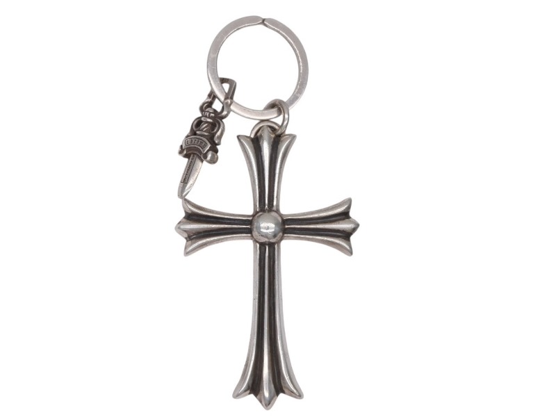 CHROME HEARTS クロムハーツ CH CRS LG & No5 DGGR ラージクロス ダガー キーリング 重量約49.1 美品 中古 4b012499 231,000円
