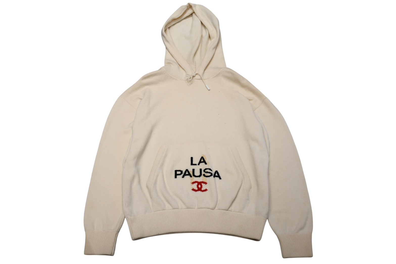 CHANEL シャネル LA PAUSA フーディー パーカー P60445K46041 サイズ46 ココマーク カシミヤ アイボリー 良品 中古 4b012376