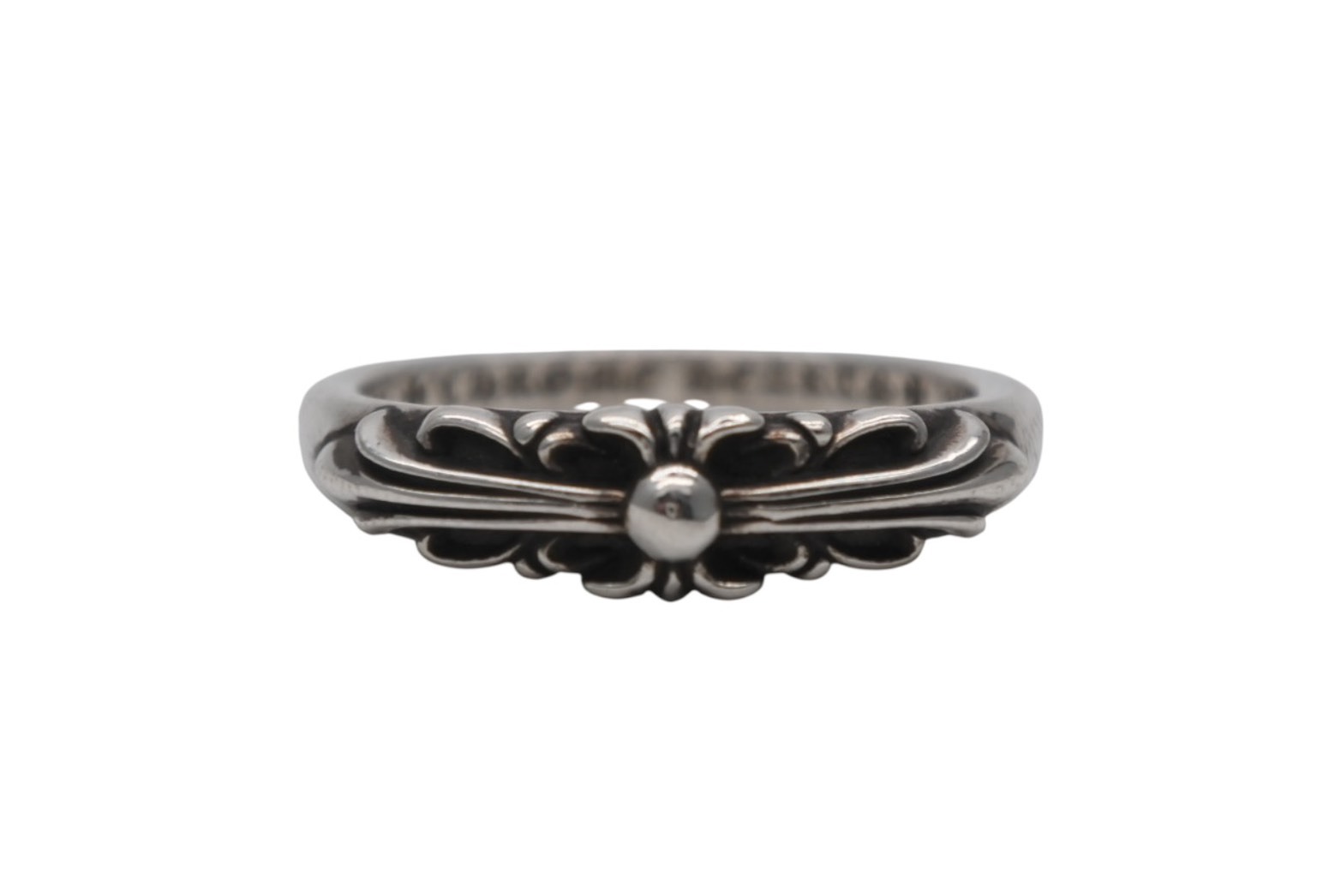 CHROME HEARTS クロムハーツ BABY CLSC FLRL CRS RING ベイビークラシック フローラルクロスリング 重量約5.0g サイズ4号 美品 中古 4b012531